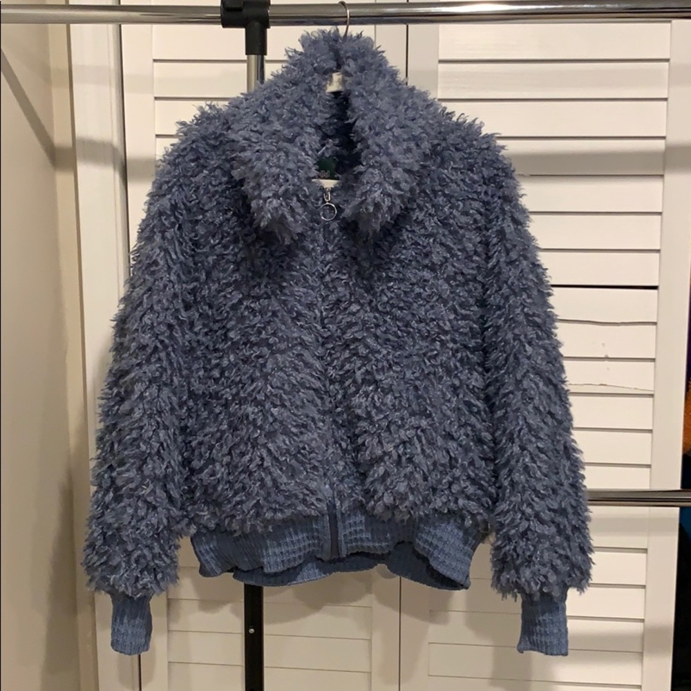Long Sleeve Zip Up Colorblocked Sherpa Jacket